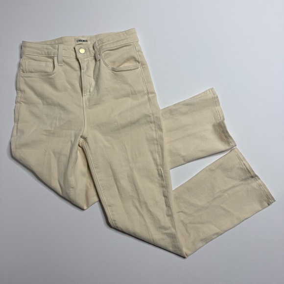 L'AGENCE Mira Ultra High Rise Micro Bootcut Jeans Cropped Creme Brulee - Picture 6 of 9